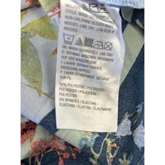 Linea Plus Size Tunic Top 20W Blue Multicolor Floral Print Long Sleeve Blouse - Picture 6 of 8